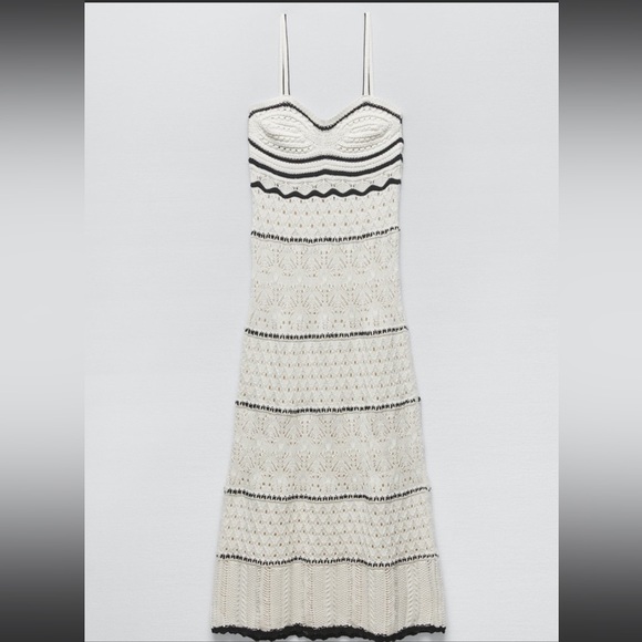 Zara Dresses Zara Black And White Midi Crochet Dress Poshmark